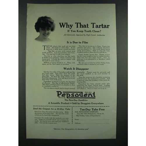 1919 Pepsodent Tooth paste Ad - Why That Tarter