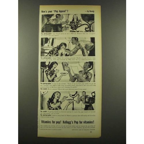 1940 Kellogg's Pep Cereal Ad - Pep Appeal - by Bundy