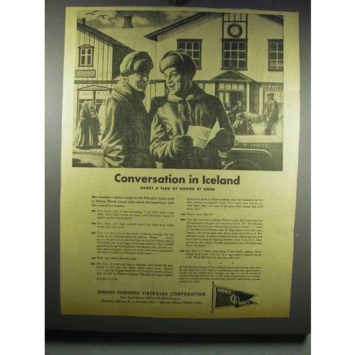 1942 Owens-Corning Fiberglas Ad - Conversation Iceland