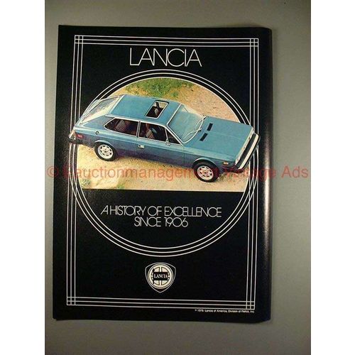 1979 Lancia Car Ad, A History of Excellence Since 1906!
