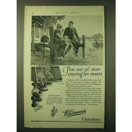 1924 Whitman's Salmagundi Chocolates Ad - That out-of-door craving for sweets