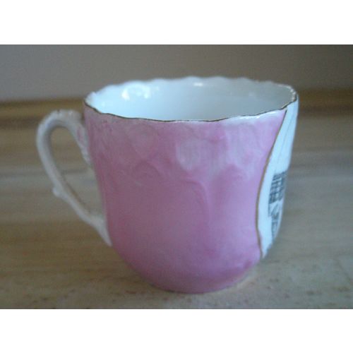 Victorian Tourist Ware Pink & White Cup - Grand Parade Eastbourne