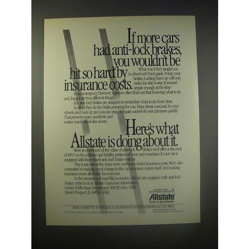 1990 Allstate Insurance Ad - If more cars had anti-lock brakes