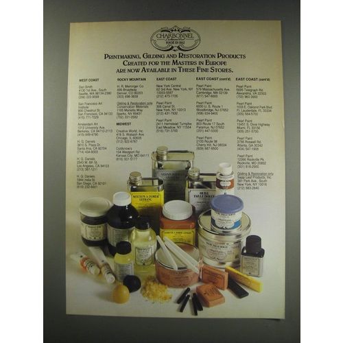 1991 Charbonnel Art Products Ad - Printmaking, Gilding and Restoration Products