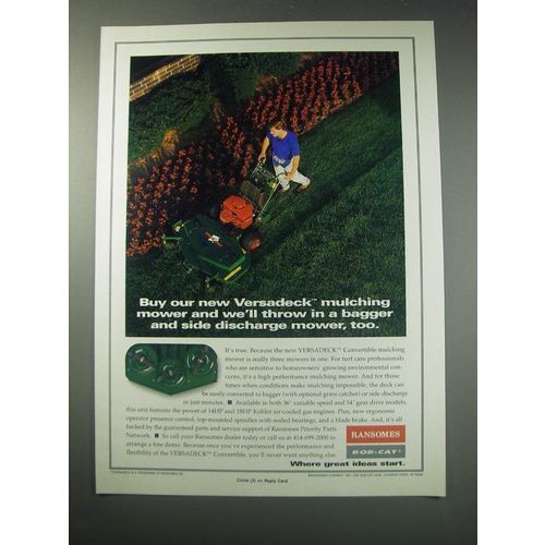 1991 Ransomes Bob-Cat Versadeck Mulching Mower Ad