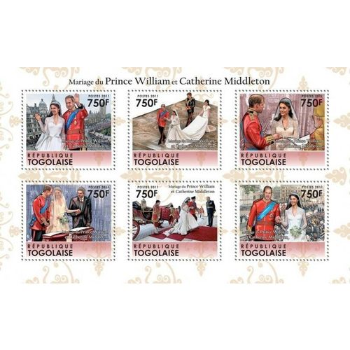 TOGO 2011 SHEET MNH ROYAL WEDDING PRINCE WILLIAM KATE ROYALTY 6