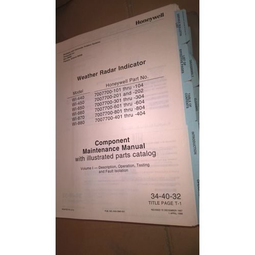 Honeywell WI-440/450/650/660/870/880 Maintnenance Manual Vol 1 A09-3940-001