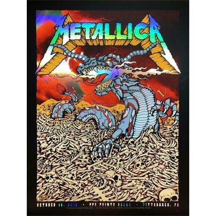 2018 METALLICA PITTSBURGH VIP FOIL SILK SCREEN CONCERT POSTER 11/18 AP/30 SIGNED