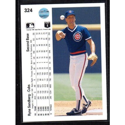 1990 Upper Deck Ryne Sandberg Card # 324