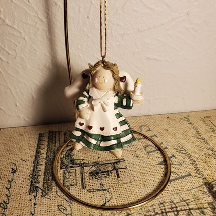 Vintage 80's Angel Lady Ornament - Holding Candle