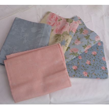 5 Piece Print Pattern Moda Fabric Cotton Material 18x42 Inches Blue Quilting