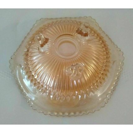 Vtg. Jeannette Marigold Iridescent Anniversary Carnival Glass Dish 3 Footed