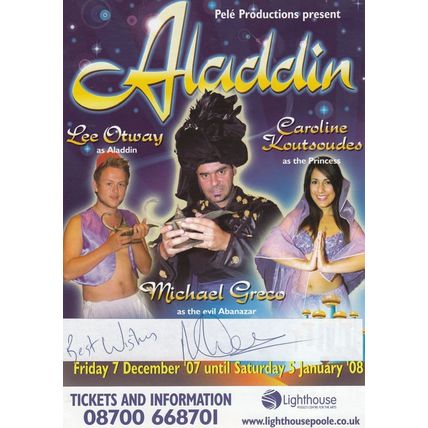 Kerry Newell GMTV Wake Wakey Aladdin Rhyl Welsh Hand Signed Theatre Flyer