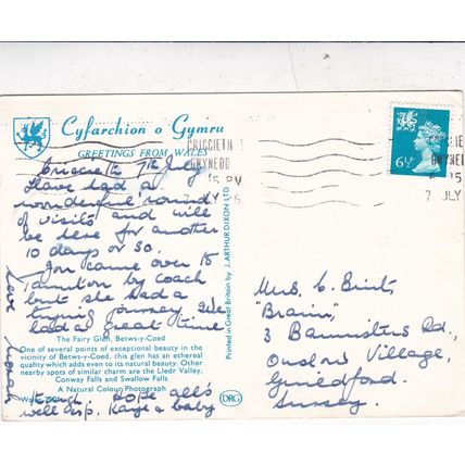 Fairy Glen Betwys Y Coed Postcard posted1976 corner crease