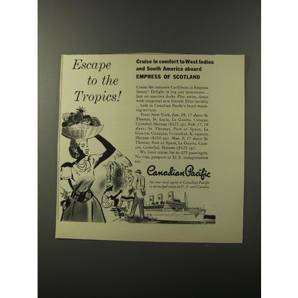 1953 Canadian Pacific Cruises Advertisement - Escape to the tropics