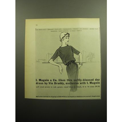 1958 I. Magnin Dress by Vin Draddy Advertisement