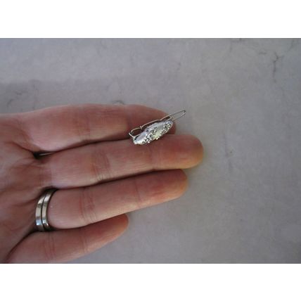 Two extra small tiny silver crystal hair pin clip barrettes fine hair