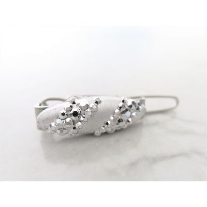 Two extra small tiny silver crystal hair pin clip barrettes fine hair
