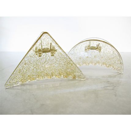 Clear transparent triangle gold sparkle glitter hair claw clip for medium fine