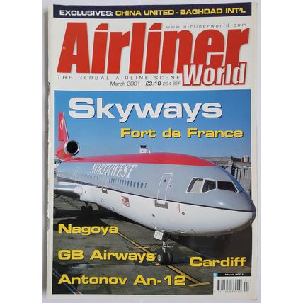 Airliner World March 2001. Skyways airlines, Antonov An-12, Nagoya airport