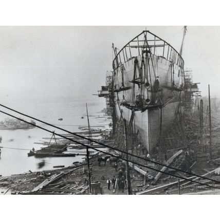 SS Great Eastern Ship Hull 1850s Old Victorian Boat Launch Photo Postcard