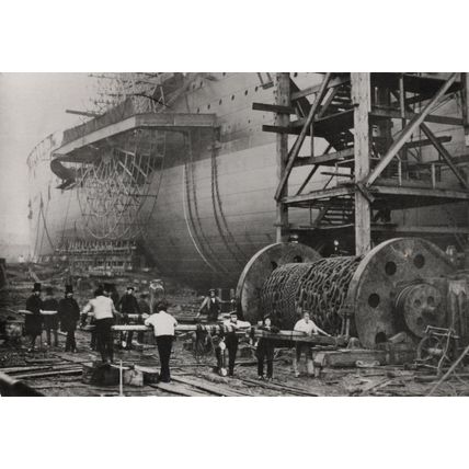 SS Great Eastern Steamship Boat Launch in 1857 Photo Postcard