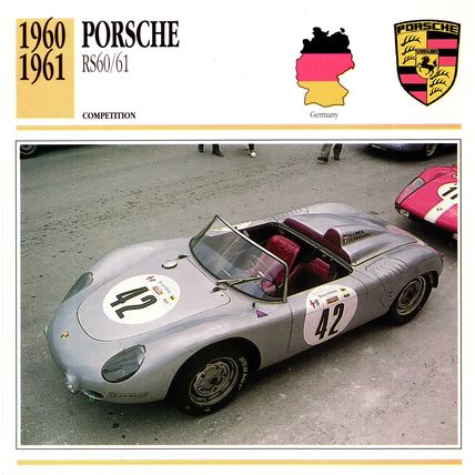 Collectors Club card. Classic Cars. Porsche RS60/61