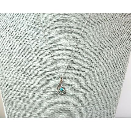 Pretty Silver Aquamarine Crystal CZ Pendant Necklace Gift