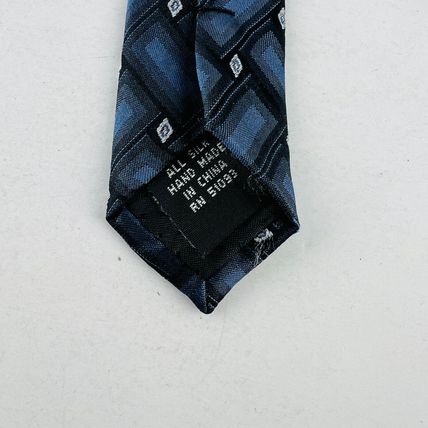 J Ferrar Dress Design Necktie Tie Silk Blue Black Rectangle Diamonds