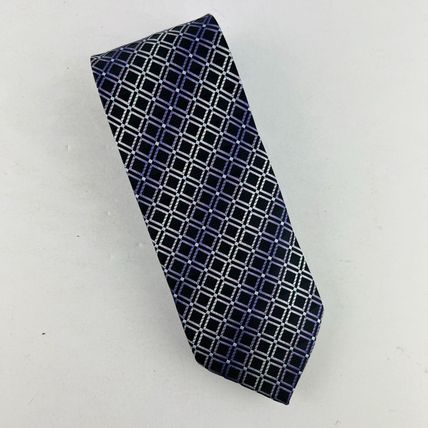 Croft & Barrow Necktie Tie Diamond Design Purple Silver Black