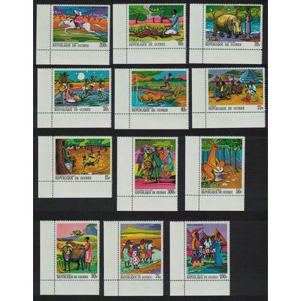 Guinea Paintings of African Legends 12v Matching Corners 1968 MNH
