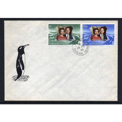 Falkland Islands - 1973 Fox Bay Postmark (1972 Silver Wedding Stamps)