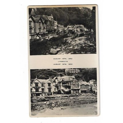 Lynmouth Flood, August 1952, Devon, Multiview RP Postcard.