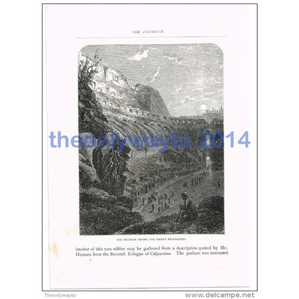 COLISEUM BEFORE RECENT EXCAVATIONS, ROME, ITALY, BOOK ILLUSTRATION/PRINT, c1891