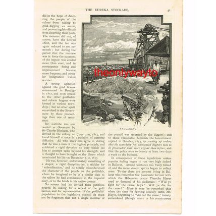 BALLARAT, THE EUREKA STOCKADE, AUSTRALIA DEC 1854, Book Illustration c1905