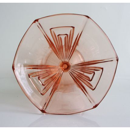 Art Deco Hermanova Pink Glass Pedestal Vase.