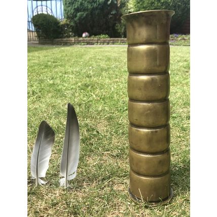 A Brass World War Two Trench Art Vase made from an artillery shell dated 1944