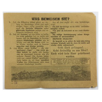 Original WW2 Russian/Soviet Air Drop Leaflet. - Code 2644. - 1943.