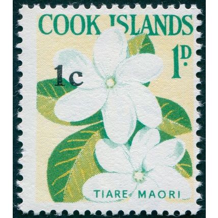 Cook Islands 1967 1c on 1d Tiare Maori SG205 MNH