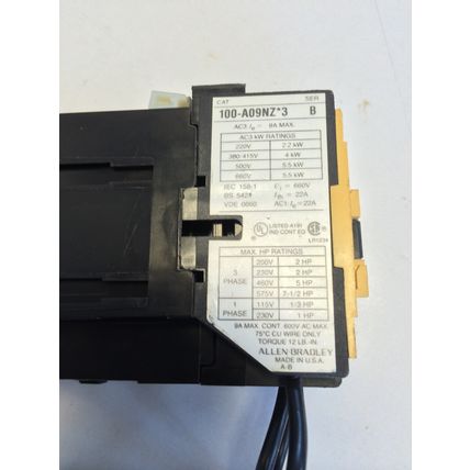 ALLEN BRADLEY 592 JOV16,ALLEN-BRADLEY 100-A09NZ*3 B,24V DC Overload Relay,BC