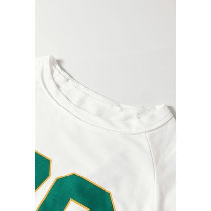 White Number 76 Printed Retro Sporty Long Sleeve Top