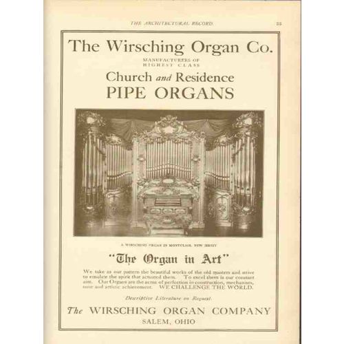 wirsching organ company 1911 church residence pipe organs vintage ad