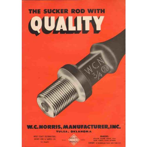 w c norris manufacturer 1950 quality sucker rod gas oil vintage ad