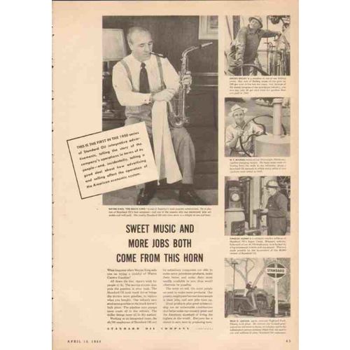 standard oil company 1950 wayne king waltz sweet music jobs vintage ad