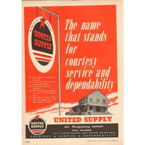 united supply mfg company 1953 courtesy service oilfield vintage ad