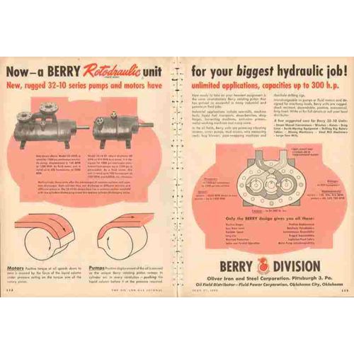 oliver iron steel corp 1953 berry rotodraulic hydraulic job vintage ad
