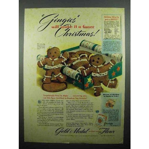 1940 Gold Medal Flour Ad - Gingies Make Gayer Christmas