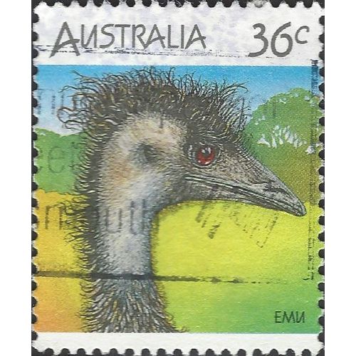 AUSTRALIA, BIRDS, Emu, Dromaius novaehollandiae, green 1986, 36c, #4