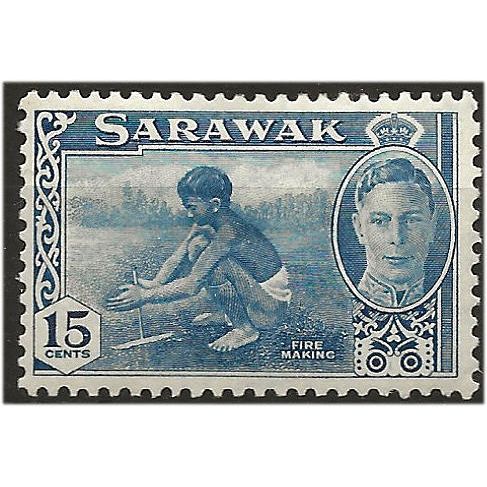 Sarawak 1950 SG179 15c Blue Mounted Mint .