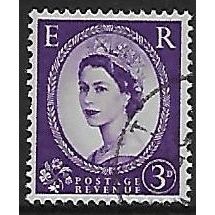 SG 520: 3d. deep lilac Definitive Stamp: Queen Elizabeth II, wmk. Tudor Crown.